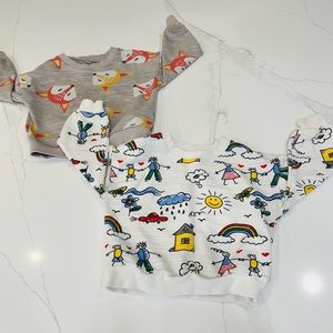 Pair of sweaters, foxes and school print, VGUC, 2T
